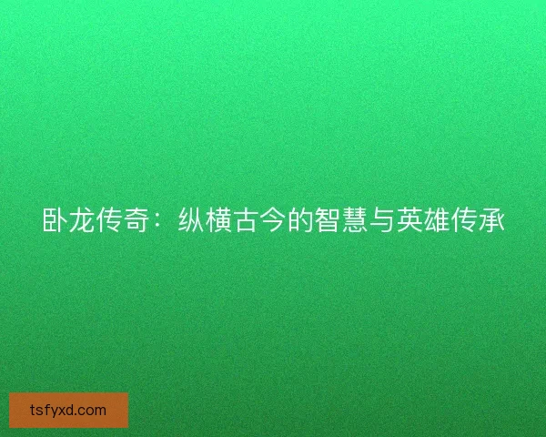 卧龙传奇：纵横古今的智慧与英雄传承